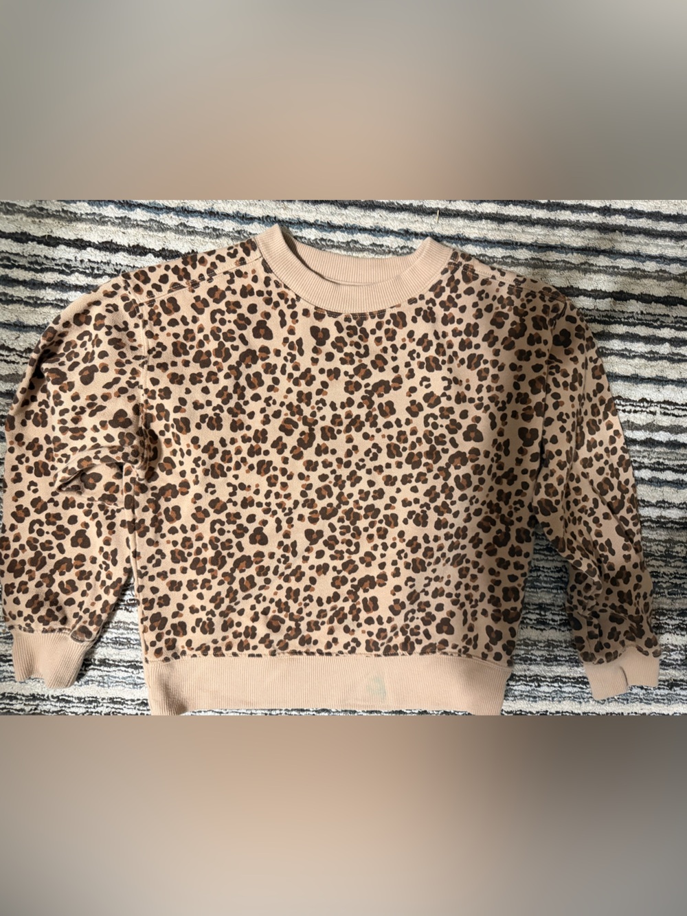 wonder nation Beige Leopard Print Crewneck Sweatshirt